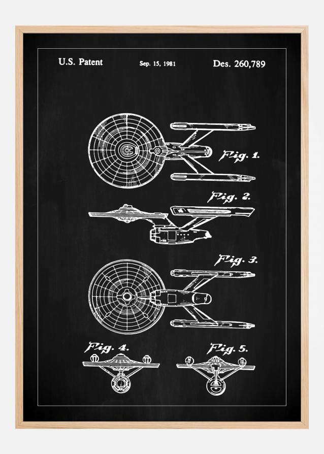 Patentzeichnung - Star Trek - USS Enterprise - Schwarz Poster