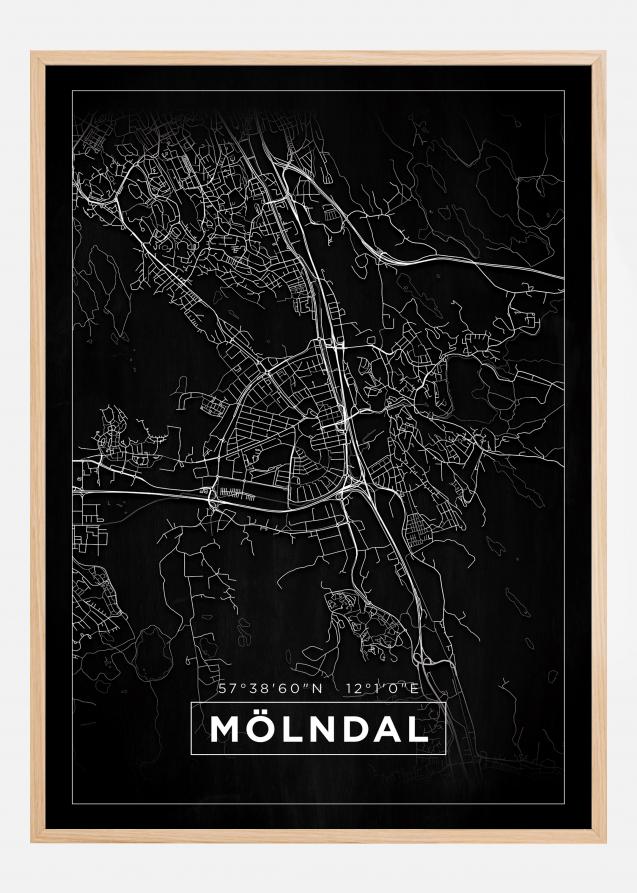 Map - Mölndal - Black Poster