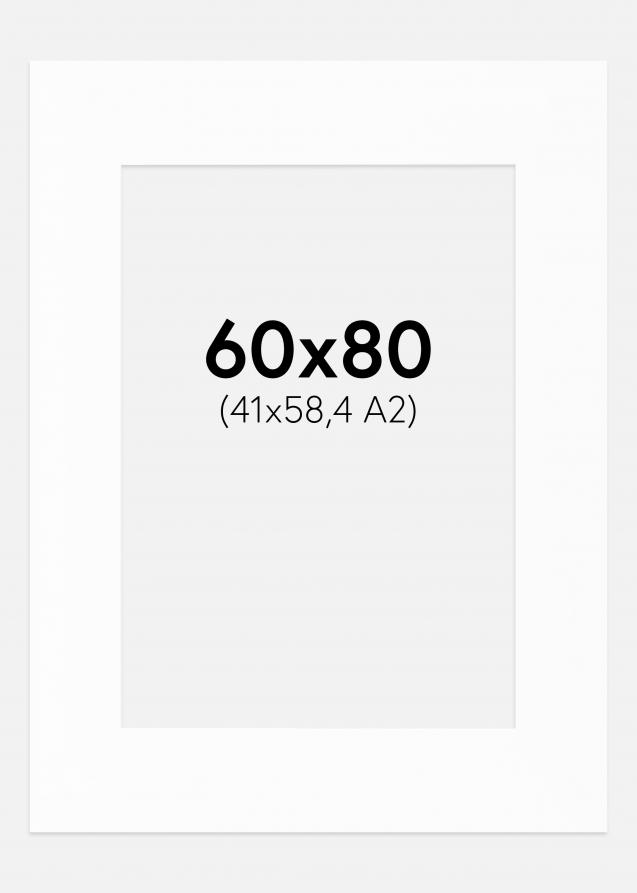 Passepartout XL Weiß (weißer Kern) 60x80 cm (41x58,4 - A2)