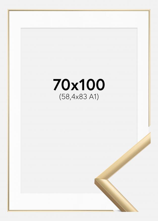 Rahmen New Lifestyle Gold 70x100 cm - Passepartout Weiß 59,4x84 cm (A1)