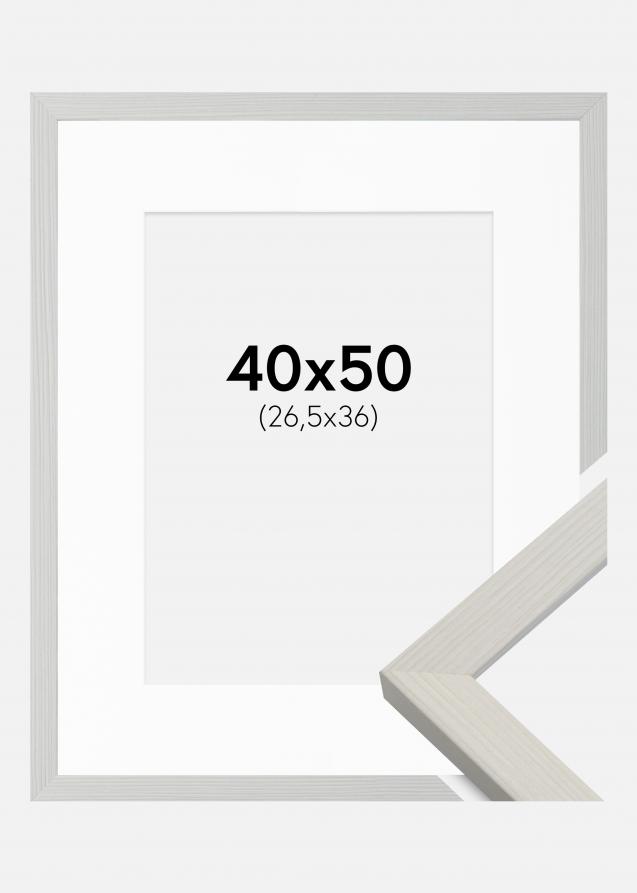 Rahmen Fiorito Weiß 40x50 cm - Passepartout Weiß 27,5x37 cm