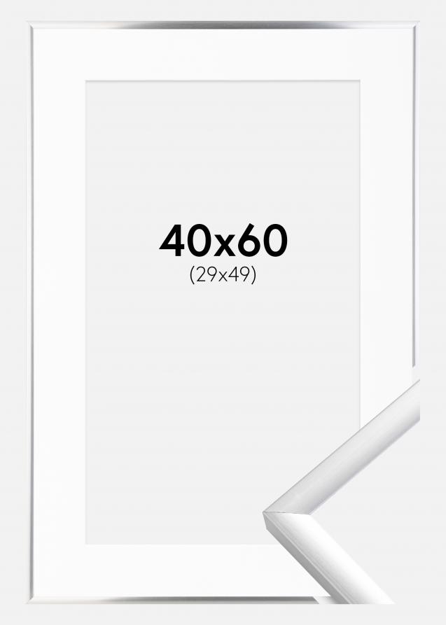 Rahmen New Lifestyle Silber 40x60 cm - Passepartout Weiß 30x50 cm