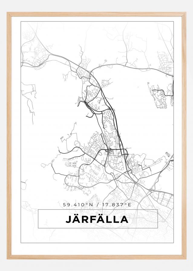 Map - Järfälla - White Poster