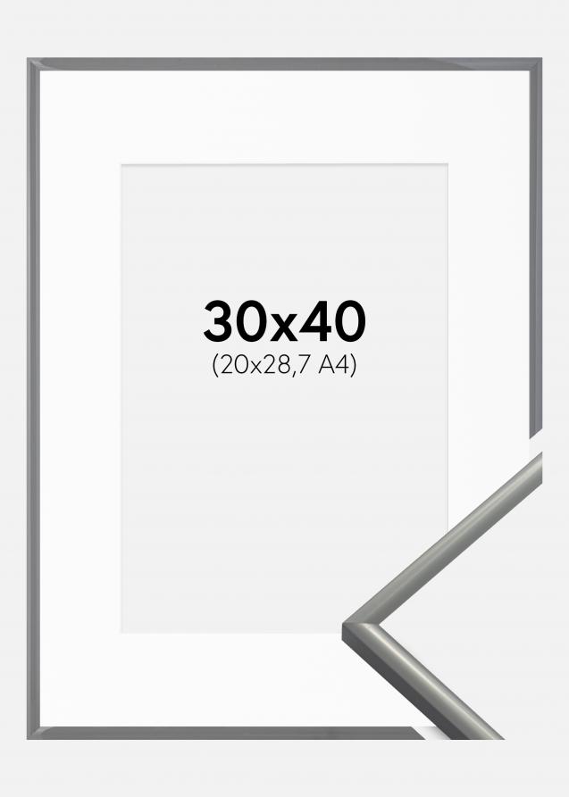 Rahmen New Lifestyle Hellgrau 30x40 cm - Passepartout Weiß 21x29,7 cm (A4)