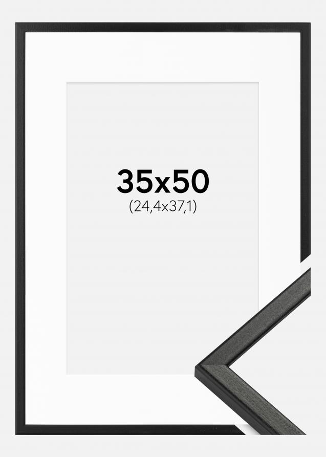 Rahmen Kaspar Schwarz 35x50 cm - Passepartout Weiß 10x15 inches