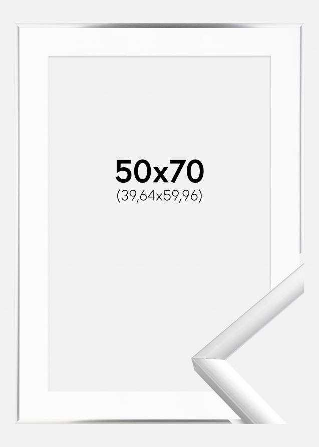 Rahmen New Lifestyle Silber 50x70 cm - Passepartout Weiß 16x24 inches