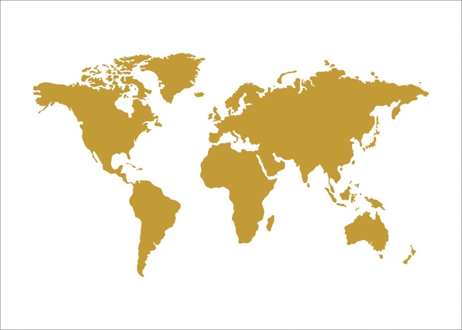 Weltkarte Gold Poster