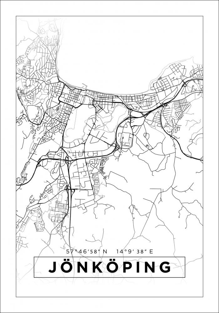 Map - Jnkping - White Poster