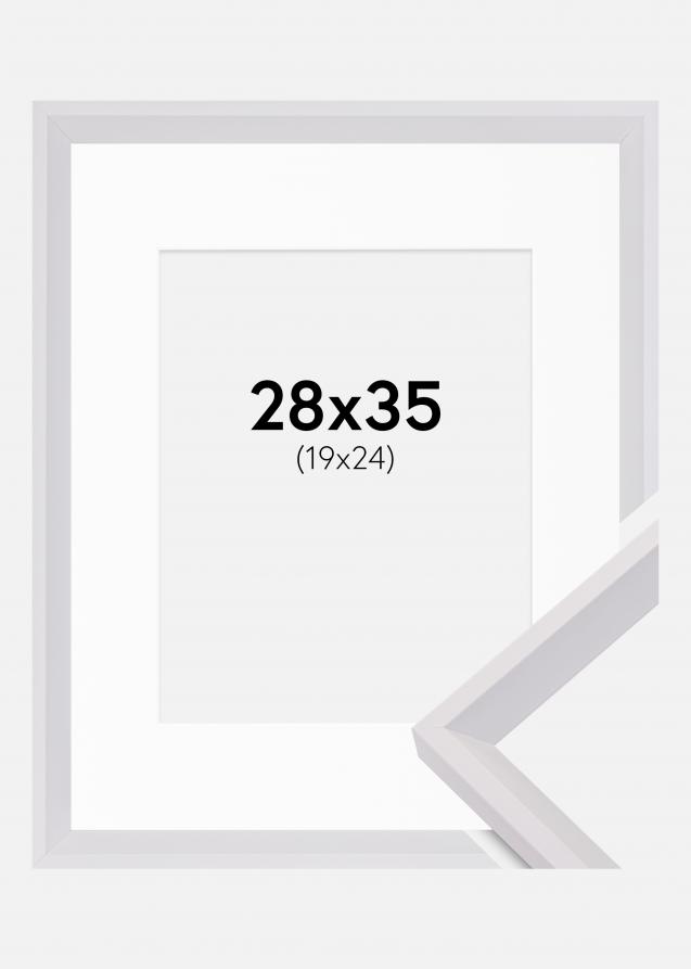 Rahmen Globe Weiß 28x35 cm - Passepartout Weiß 20x25 cm