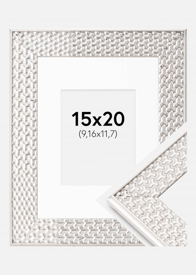 Rahmen Grace Silber 15x20 cm - Passepartout Weiß 4x5 inches