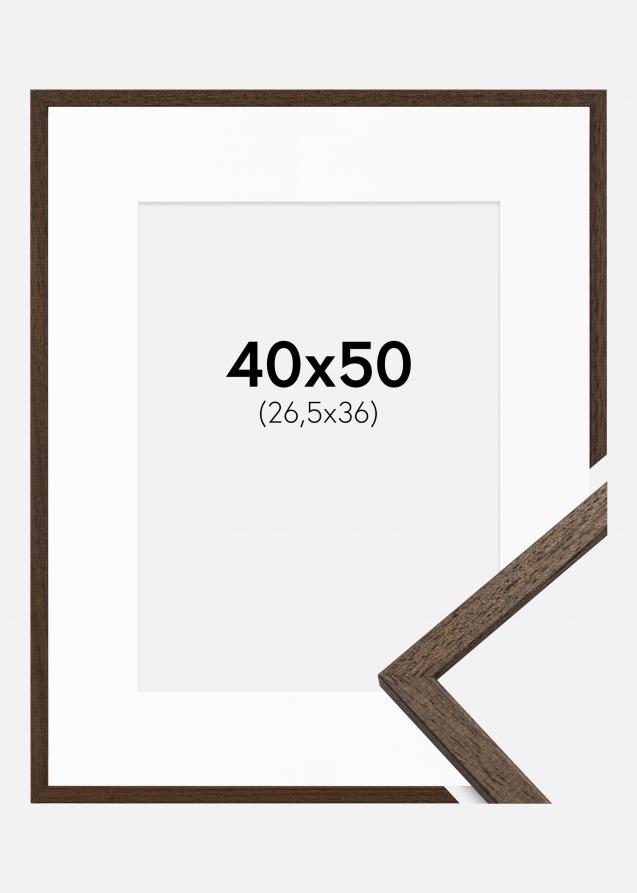 Rahmen Edsbyn Walnuss 40x50 cm - Passepartout Weiß 27,5x37 cm
