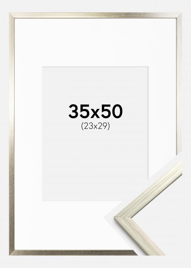 Rahmen Edsbyn Silber 35x50 cm - Passepartout Weiß 24x30 cm