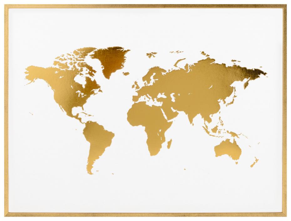 Weltkarte Gold - Foliert Poster