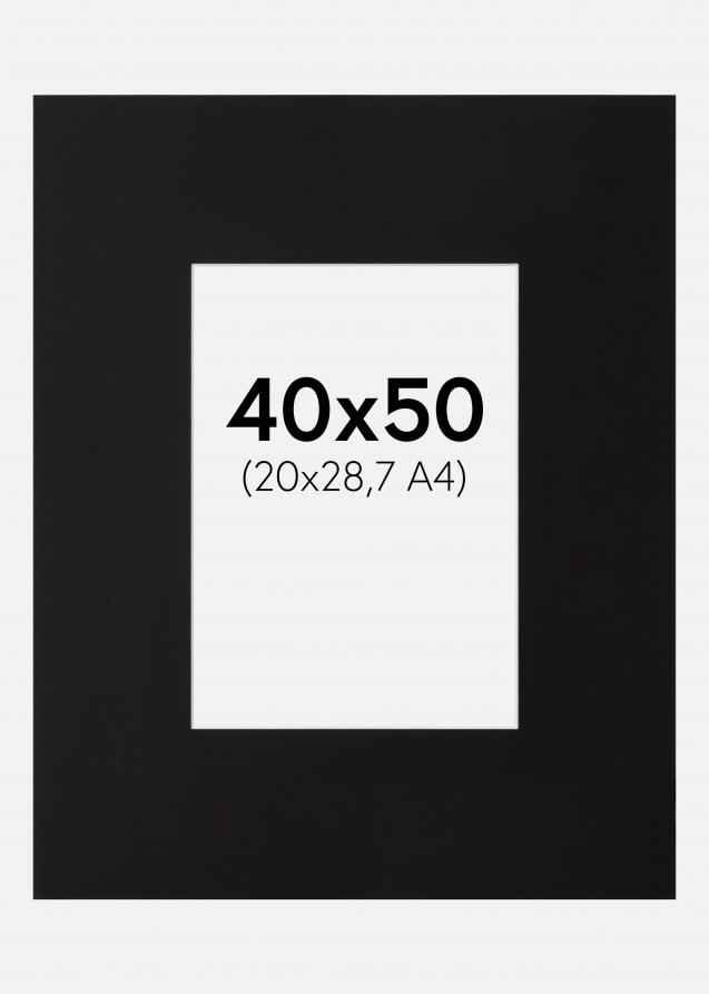 Passepartout XL Schwarz (weißer Kern) 40x50 cm (20x28,7 - A4)