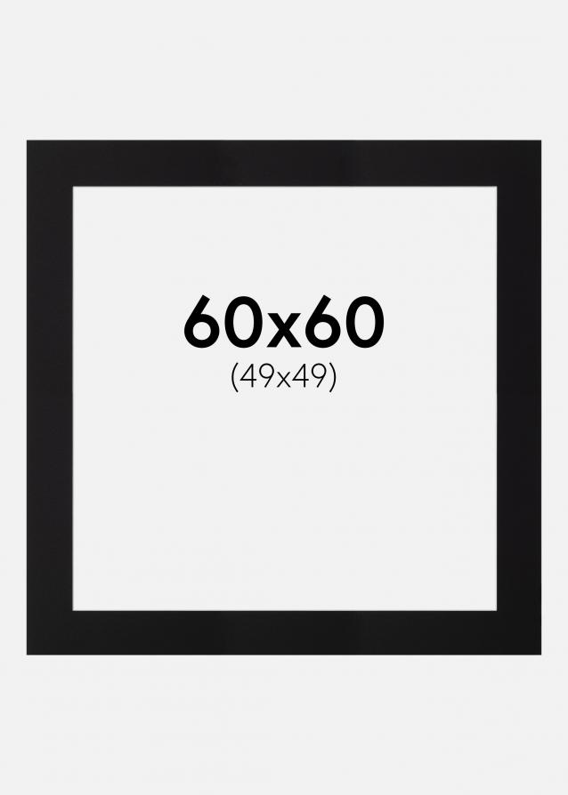 Passepartout Schwarz Standard (weißer Kern) 60x60 cm (49x49)