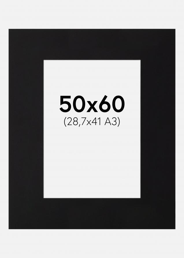 Passepartout XL Schwarz (weißer Kern) 50x60 cm (29x39)