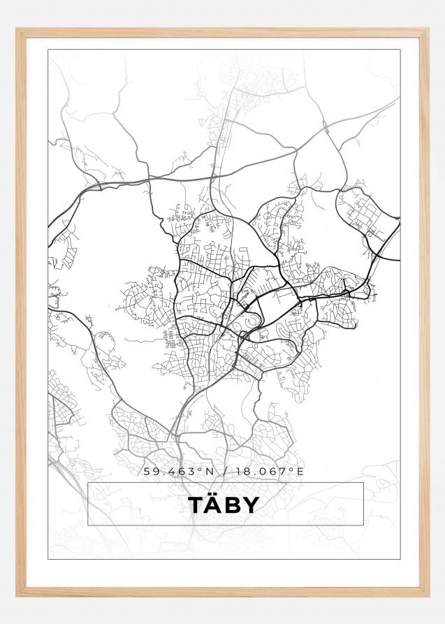 Map - Täby - White Poster