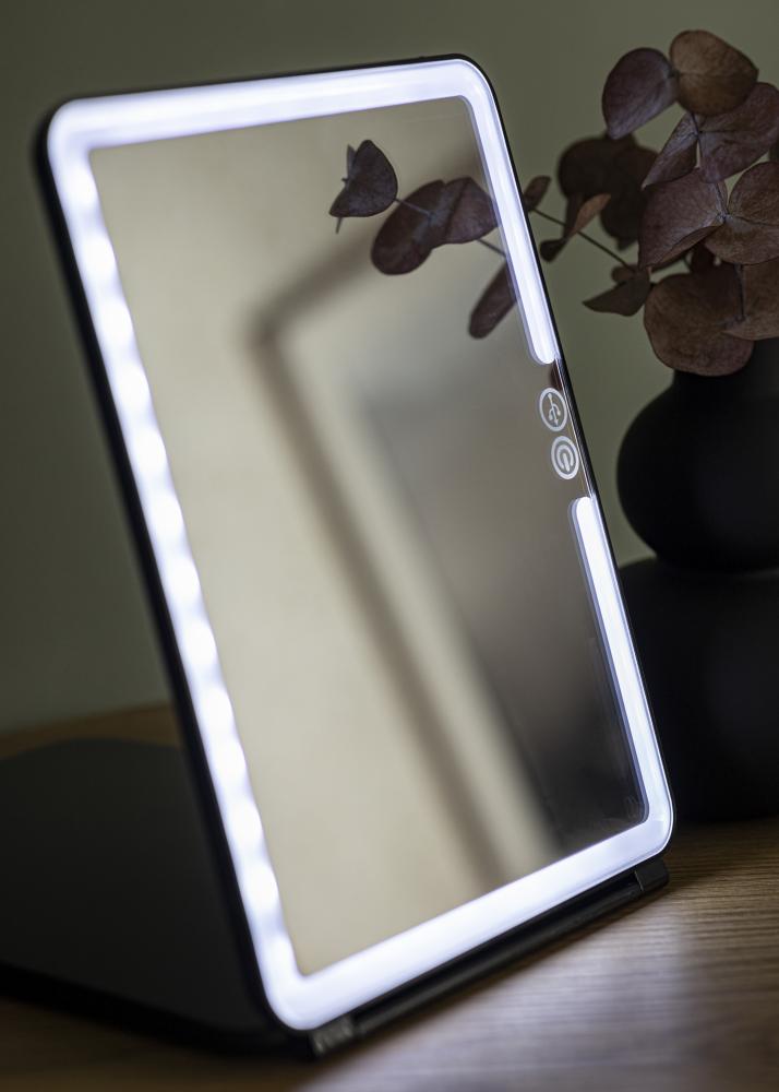 KAILA Kosmetikspiegel Travel LED Aufladbar Schwarz 19x25 cm