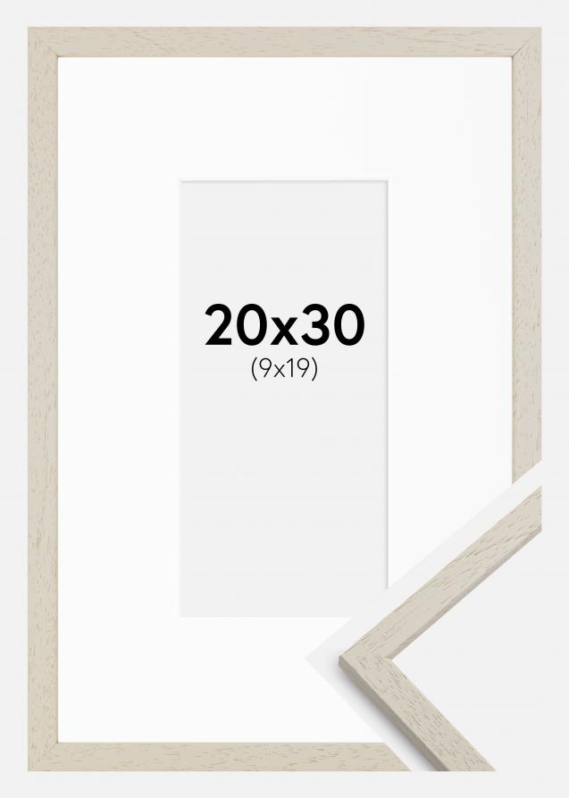 Rahmen Edsbyn Sand 20x30 cm - Passepartout Weiß 10x20 cm