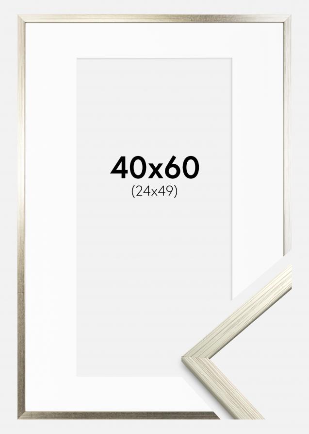 Rahmen Edsbyn Silber 40x60 cm - Passepartout Weiß 25x50 cm