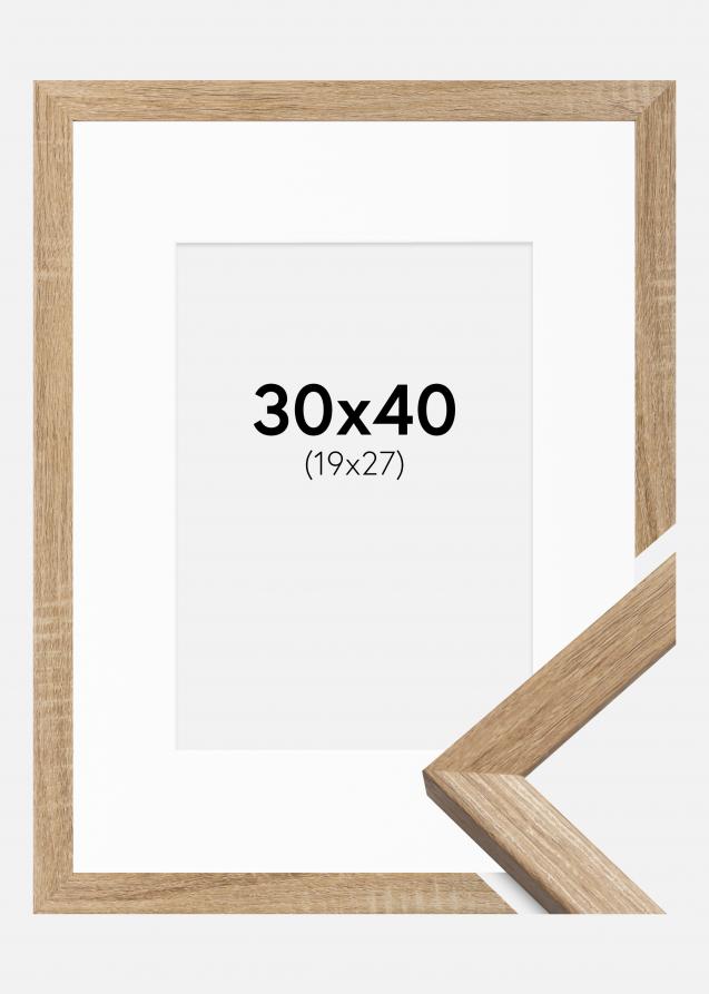 Rahmen Fiorito Helle Eiche 30x40 cm - Passepartout Weiß 20x28 cm