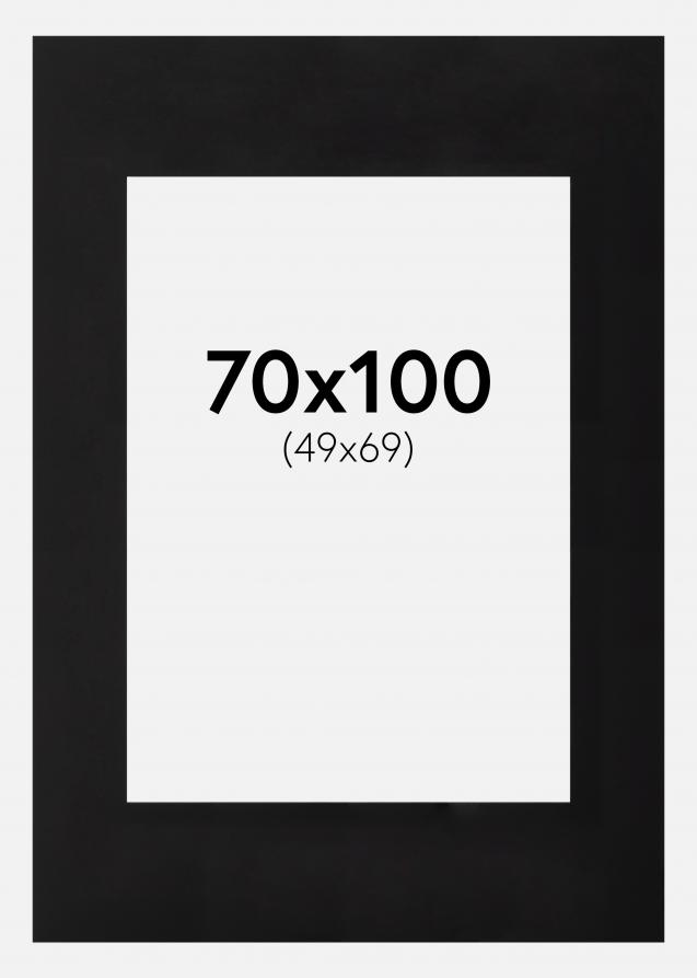 Passepartout Schwarz (schwarzer Kern) 70x100 cm (49x69)