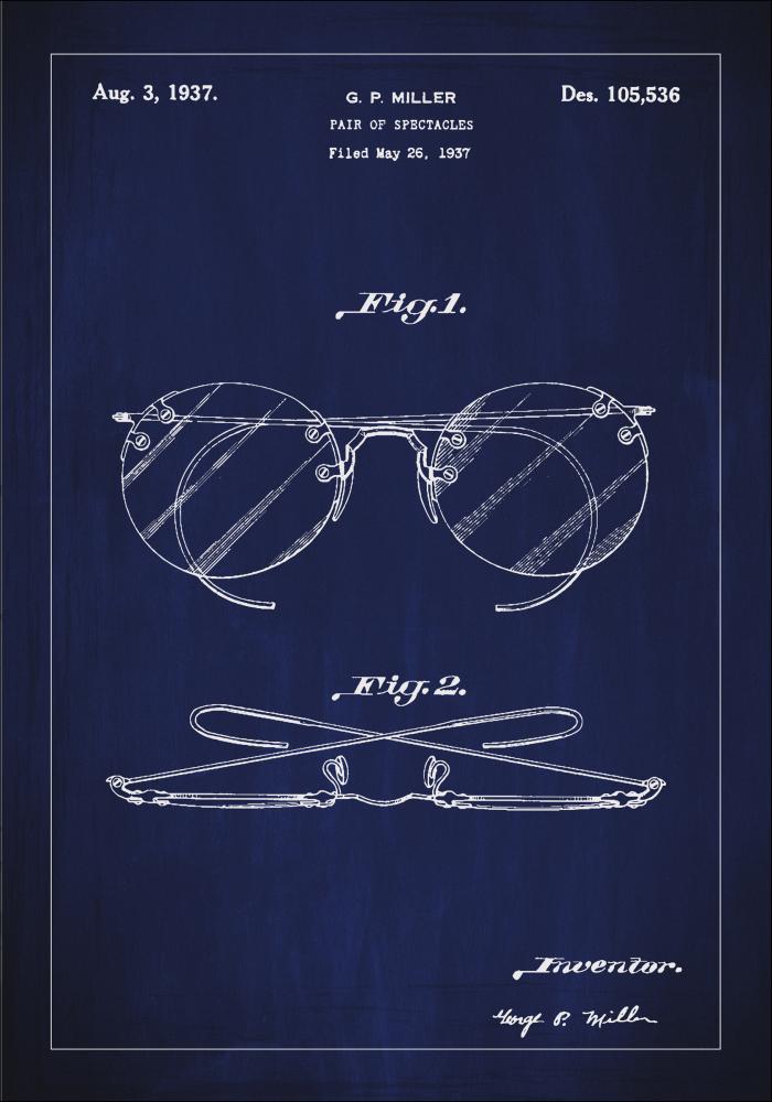 Patentzeichnung - Brille A - Blau Poster