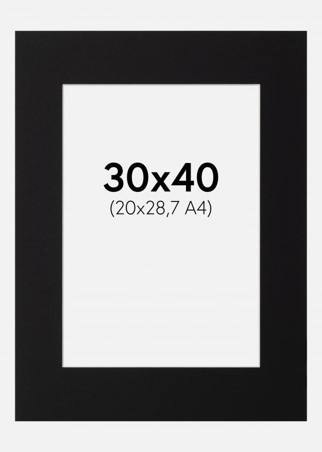 Passepartout Schwarz Standard (weißer Kern) 30x40 cm (20x28,7 - A4)