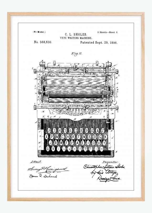 Patentzeichnung - Schreibmaschine Poster
