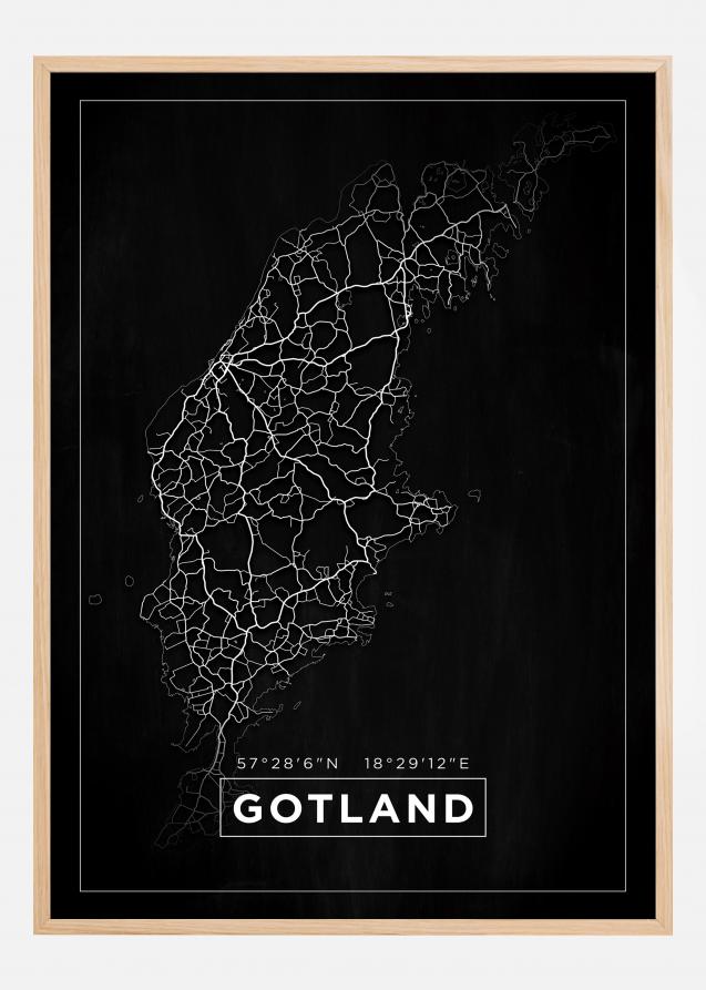 Map - Gotland - Black Poster