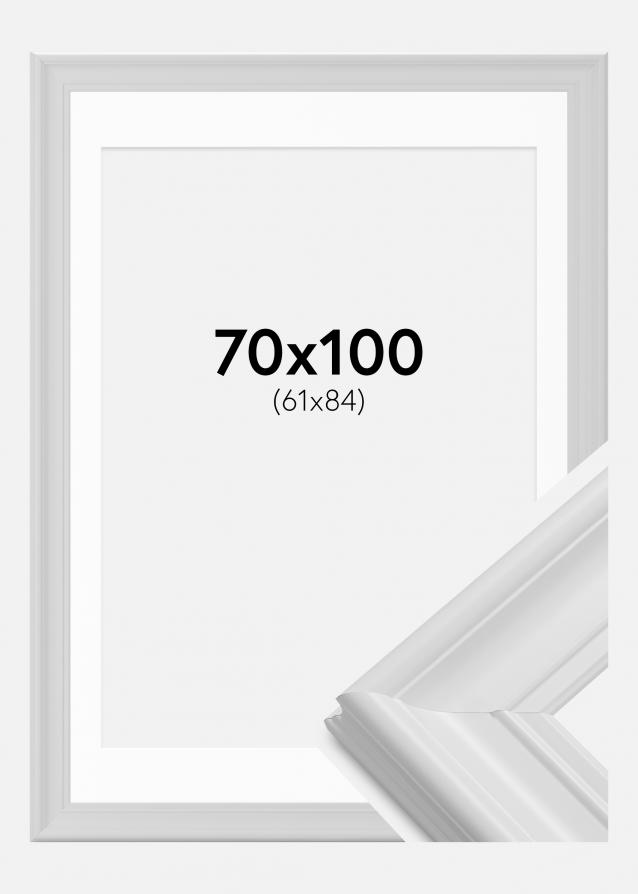 Rahmen Mora Premium Weiß 70x100 cm - Passepartout Weiß 62x85 cm