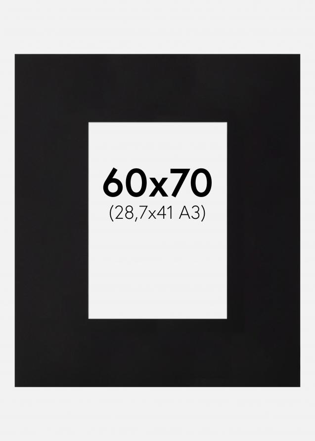 Passepartout XXL Schwarz (Weiß Kern) 60x70 cm (28,7x41)