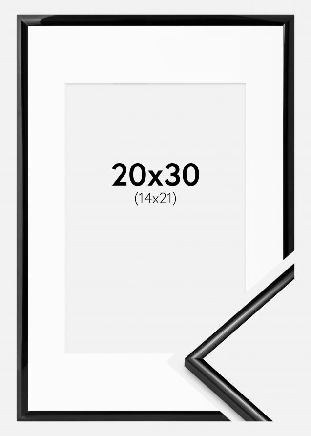 Rahmen Scandi Schwarz 20x30 cm - Passepartout Weiß 15x22 cm