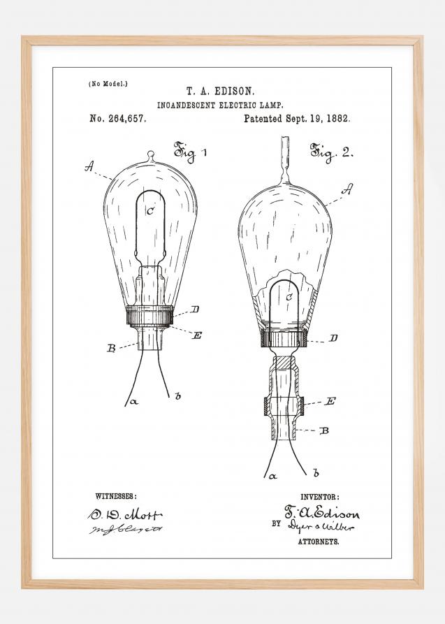 Patentzeichnung - Glühbirne A - Weiß Poster