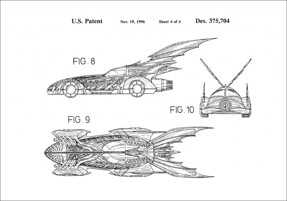 Patentzeichnung - Batman - Batmobile 1996 IIII Poster