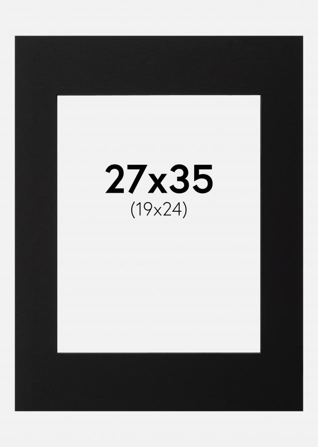 Passepartout Schwarz (schwarzer Kern) 27x35 cm (19x24)