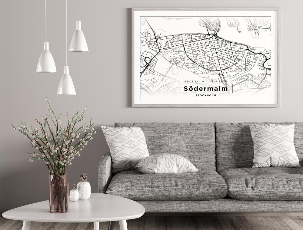 Map - Sdermalm - White Poster