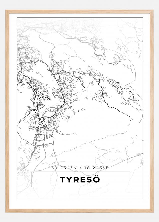 Map - Tyresö - White Poster