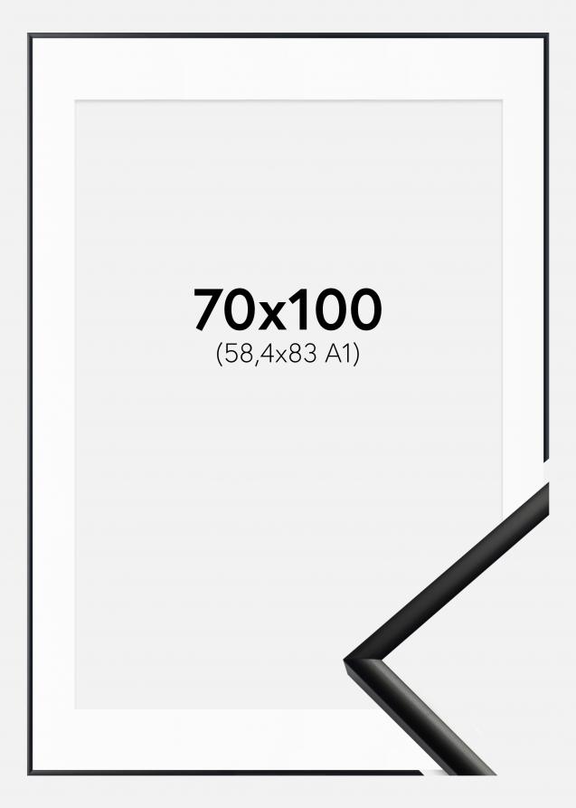 Rahmen New Lifestyle Matt Schwarz 70x100 cm - Passepartout Weiß 59,4x84 cm