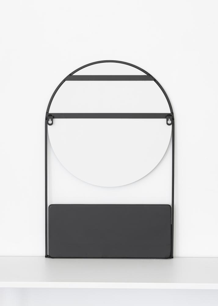KAILA Runder Spiegel mit Ablage - Schwarz 35x55 cm