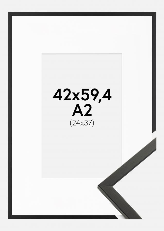 Rahmen Galant Schwarz 42x59,4 cm (A2) - Passepartout Weiß 25x38 cm