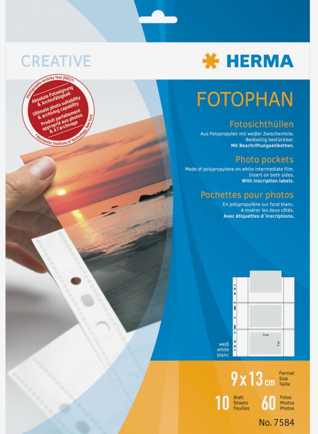 Herma Fototaschen 9x13 cm horizontal - 10er-Pack Weiß