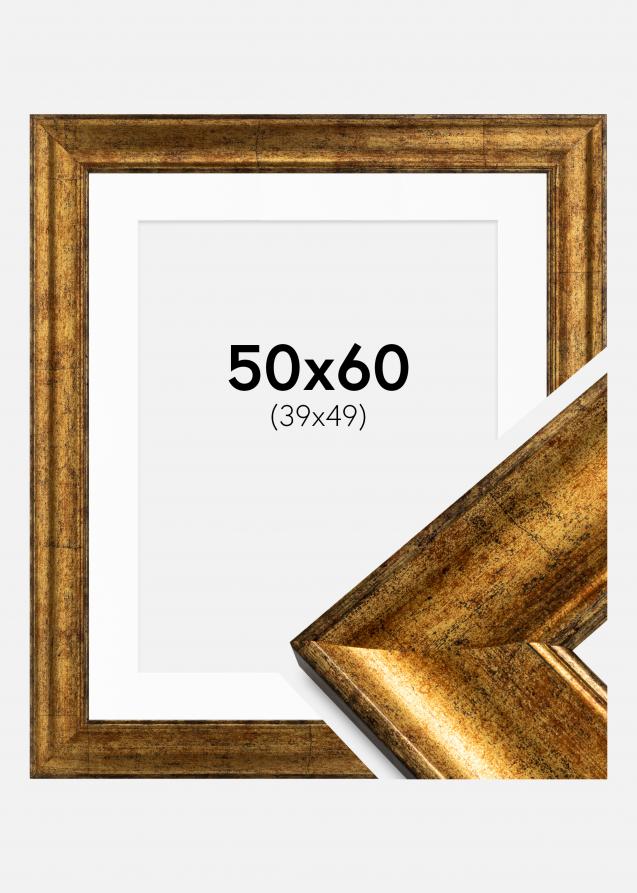 Rahmen Saltsjöbaden Gold 50x60 cm - Passepartout Weiß 40x50 cm