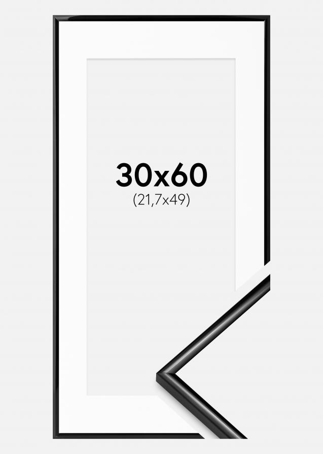 Rahmen Scandi Schwarz 30x60 cm - Passepartout Weiß 22,7x50 cm
