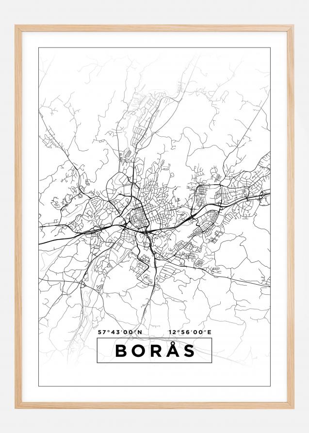Map - Borås - White Poster