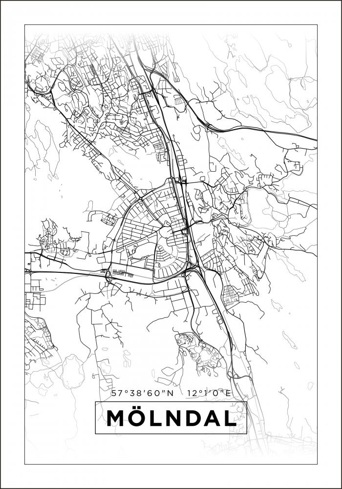 Map - Mlndal - White Poster