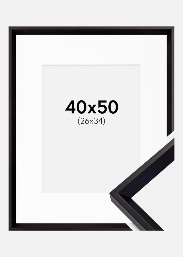 Rahmen Globe Schwarz 40x50 cm - Passepartout Weiß 27x35 cm