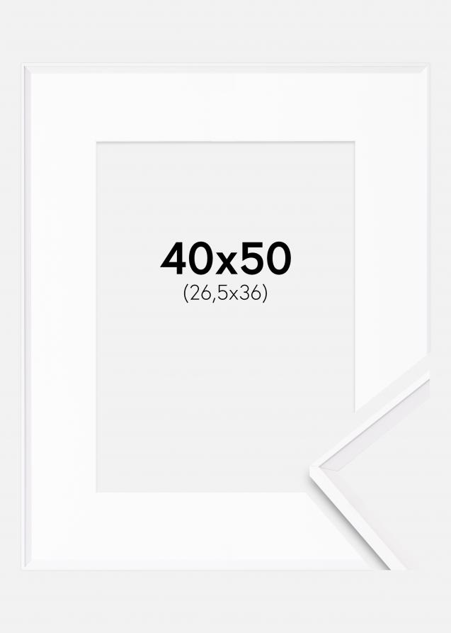 Rahmen Desire Weiß 40x50 cm - Passepartout Weiß 27,5x37 cm