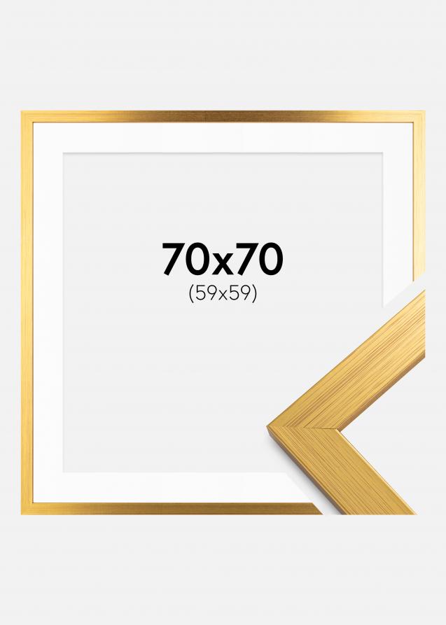 Rahmen Gold Wood 70x70 cm - Passepartout Weiß 60x60 cm