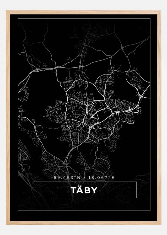 Map - Täby - Black Poster